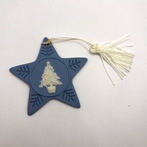 Vintage Wedgwood Blue Jasperware Christmas Tree Star Christmas Ornament No Box